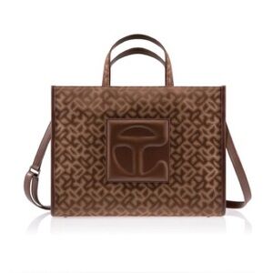 Telfar Medium Jacquard Shopper - Chocolate Monogram